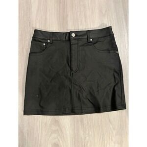 Fashion Nova Black Faux Leather Mini Skirt Size M